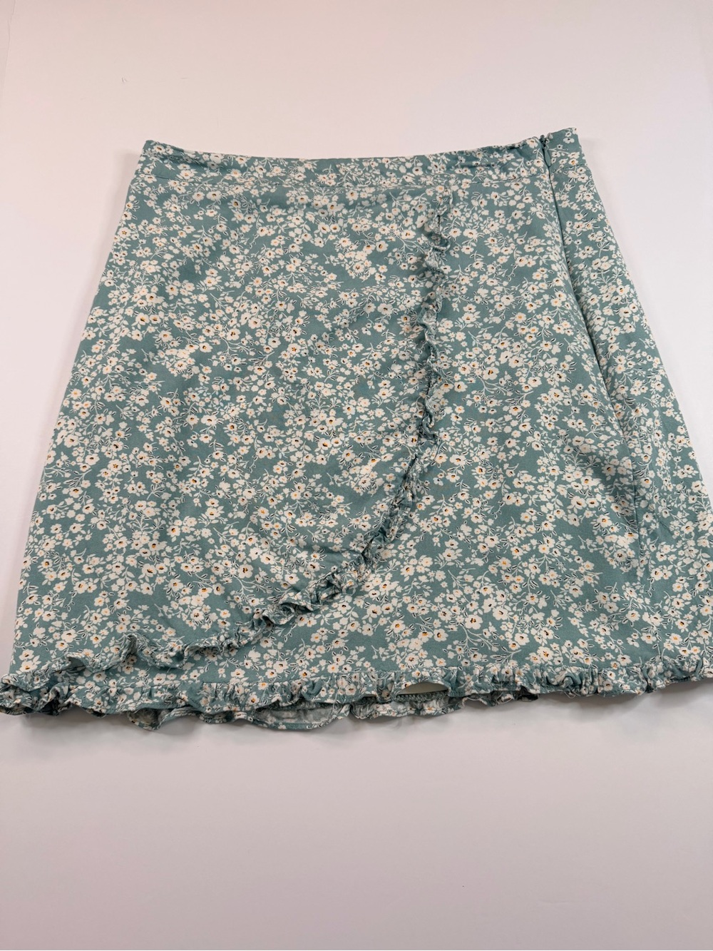 Paper Crane Floral Ruffle Wrap Skirt - Sage Green